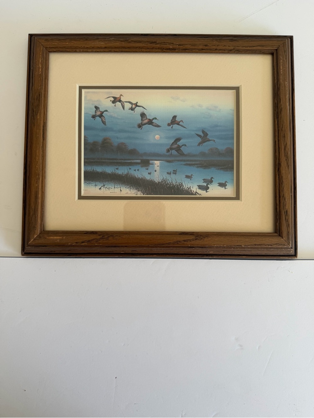 Jerry Raedeke Hunters Moon Framed Duck Art Mallard Waterfowl Cabin Decor 11x9